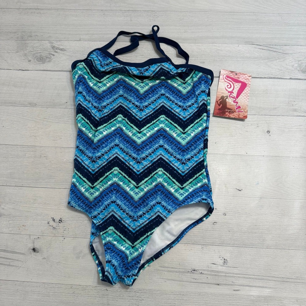 Kanu Surf Kirsten girls blue one piece swimsuit size 10 NEW